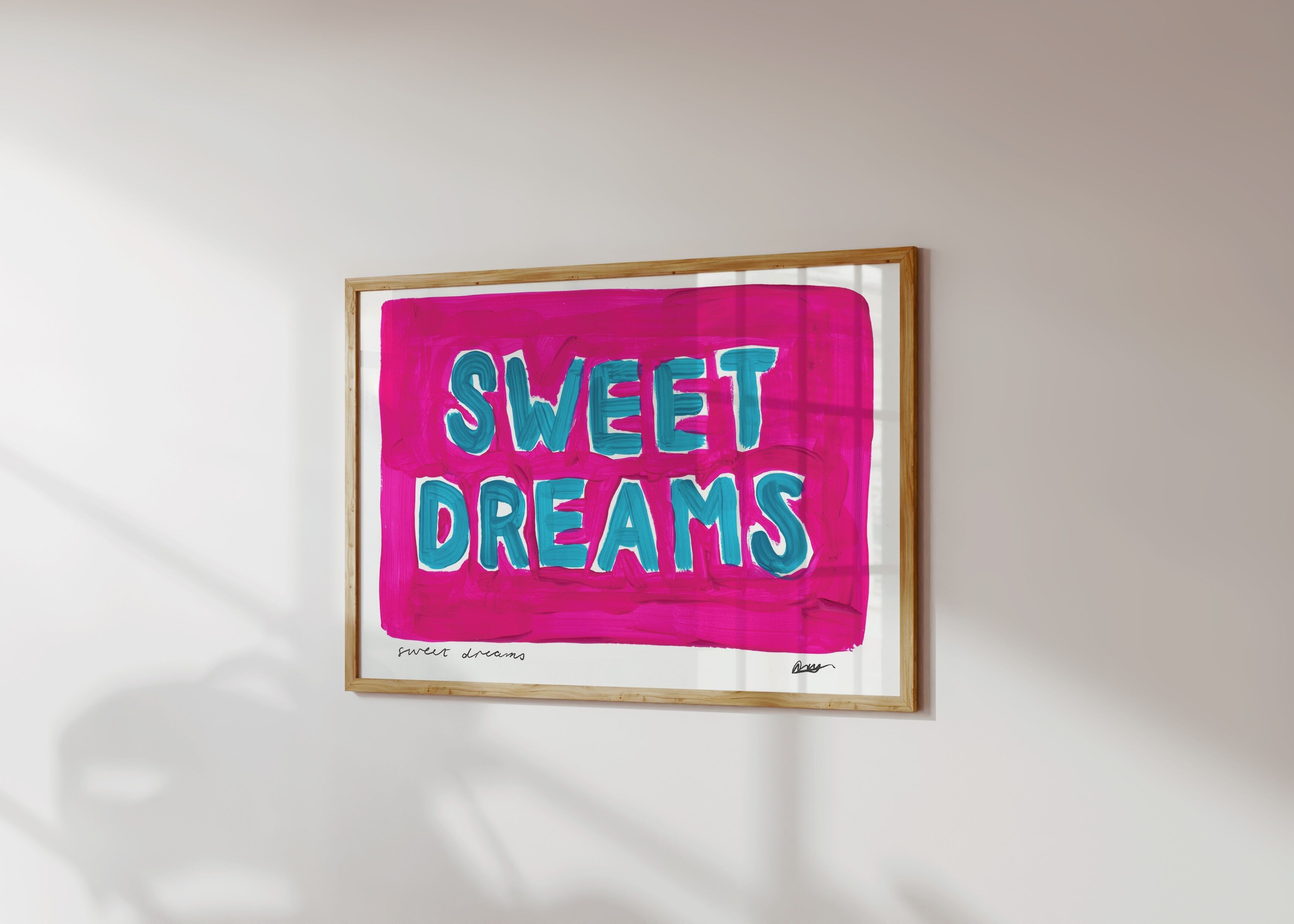 Sweet Dreams Art / Pink Art Print / Colourful Print