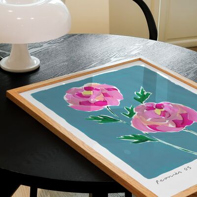 Arte mural de peonías / Impresión de arte floral / Impresión colorida