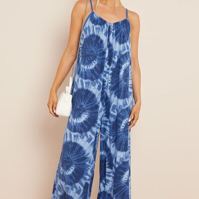 Tuta con spalline tie-dye blu reale
