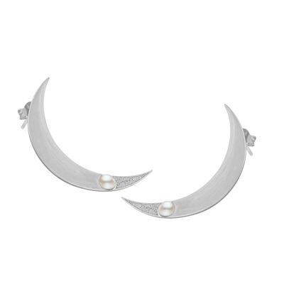 One moon ear silver pair