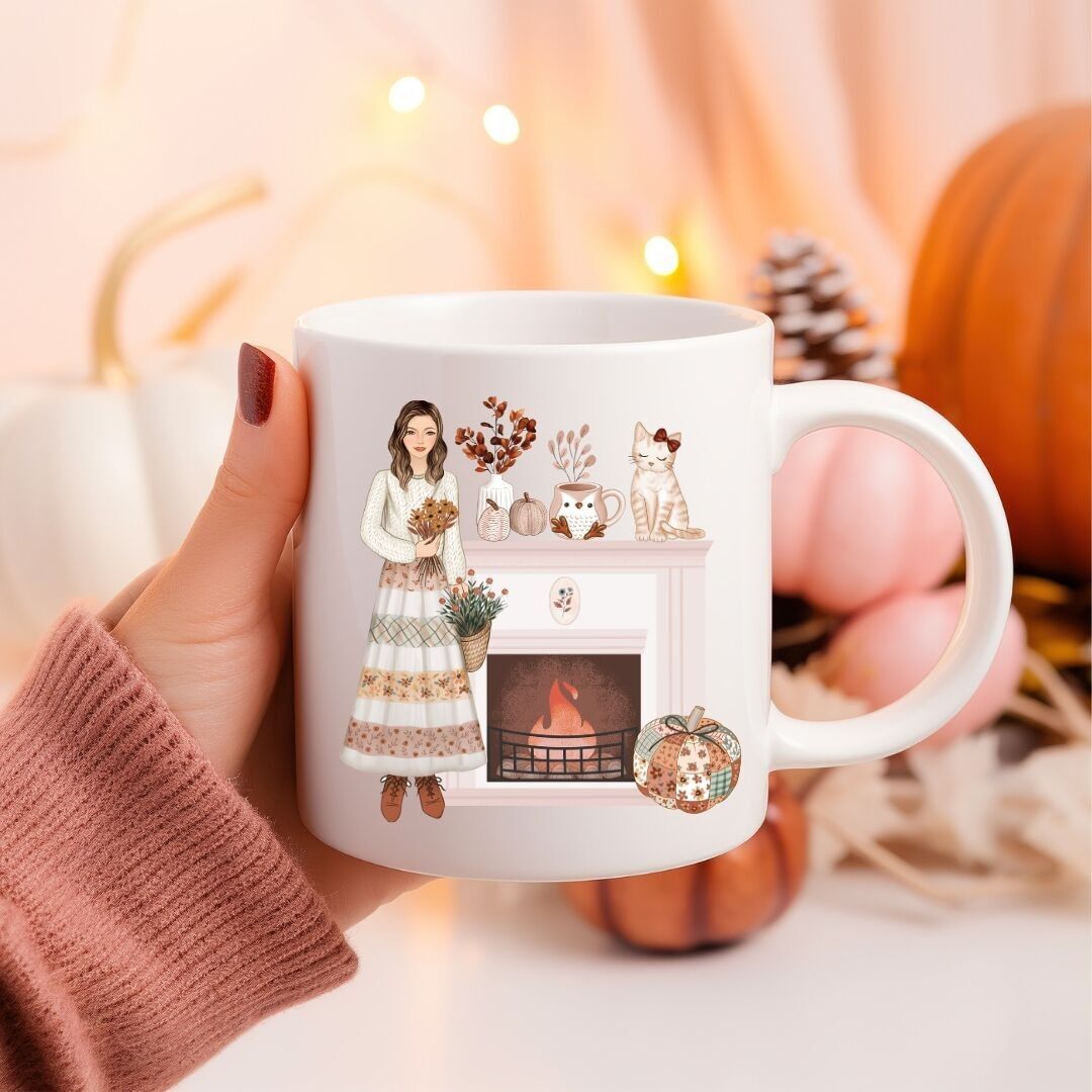Tazza autunnale in ceramica "Accanto al fuoco"