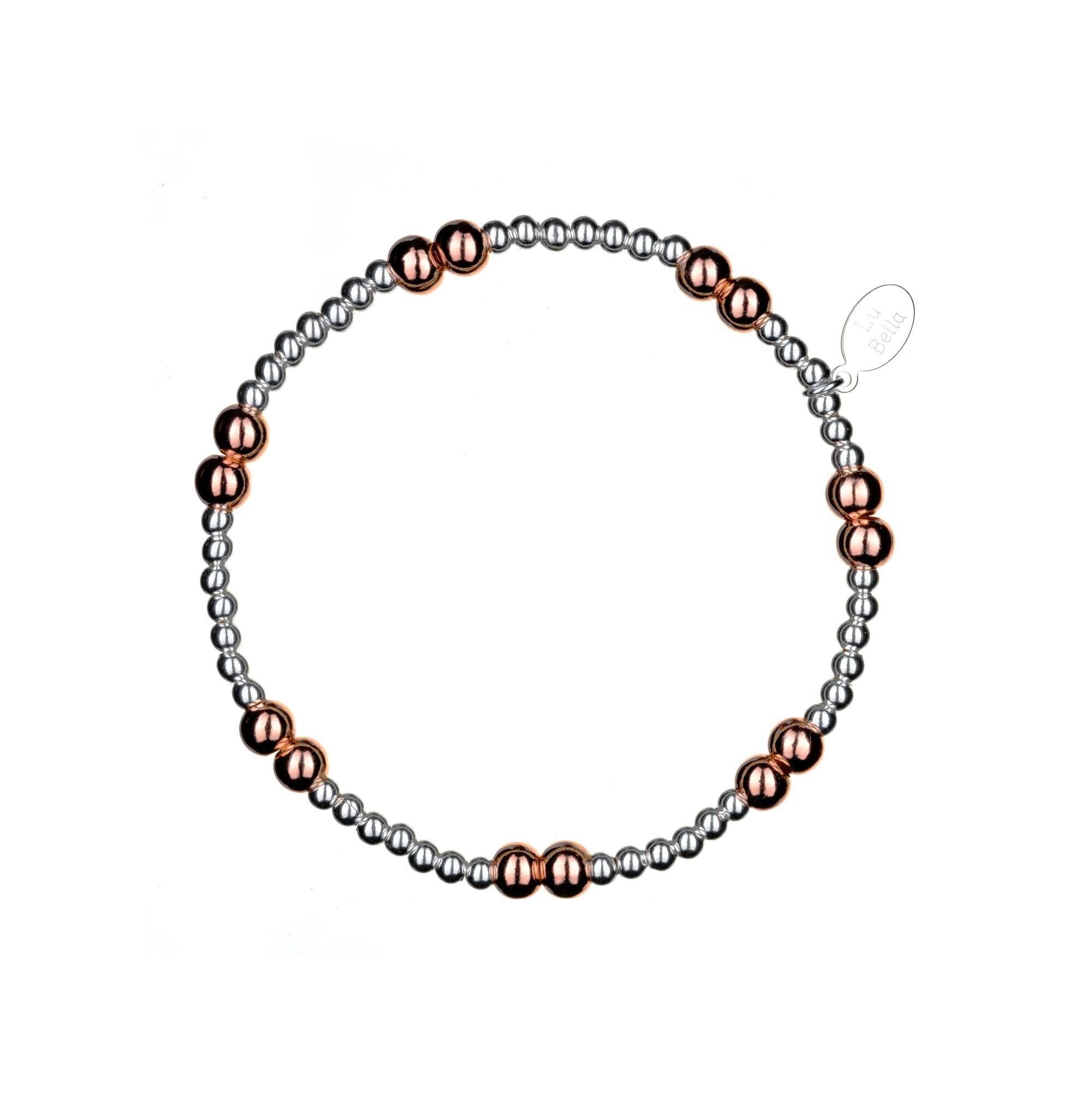 Bracciale impilabile rosa nudo e argento