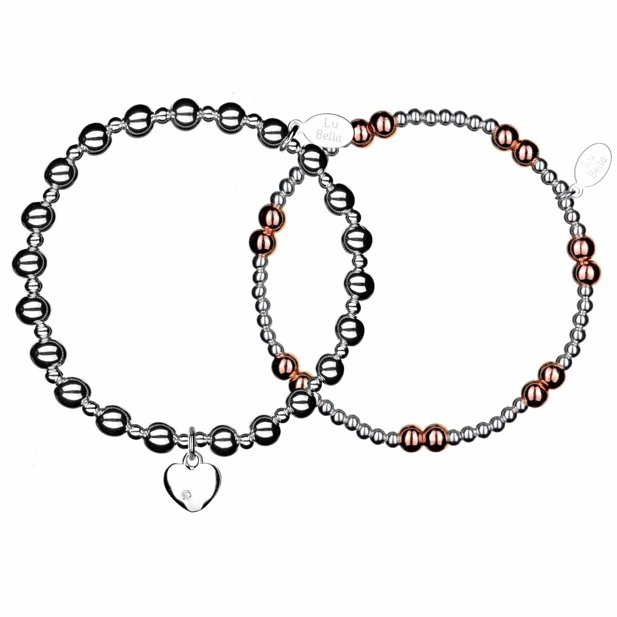 Braccialetti impilabili Rose Hearts - Set da 2