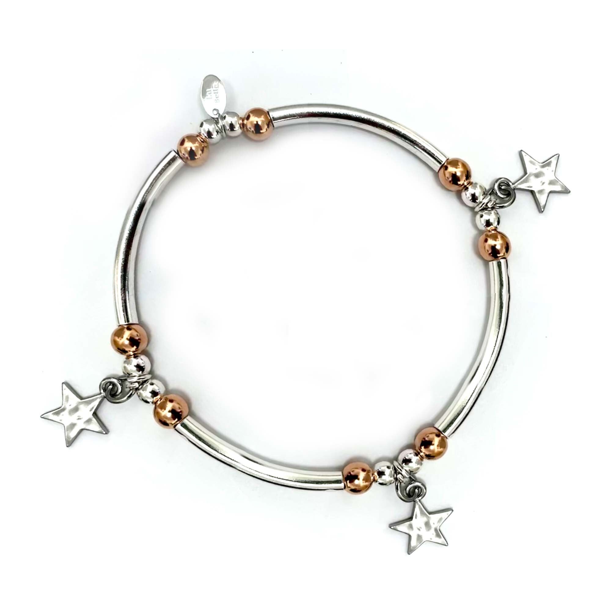Bracciale All Stars rosa e argento impilabile