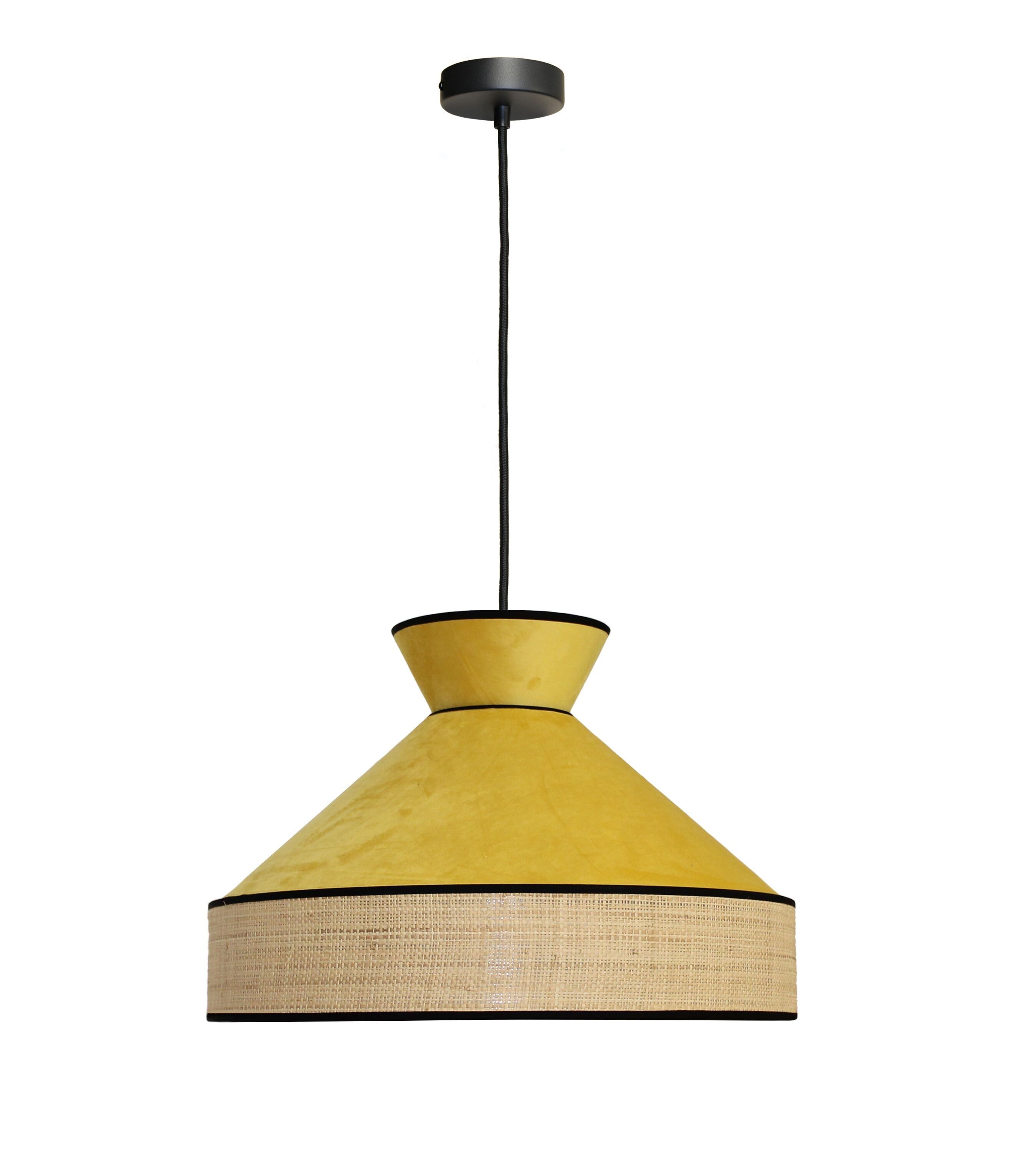 GATSBY raffia and velvet pendant light Yellow D45cm