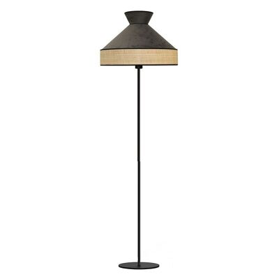 Lampadaire GATSBY raphia et velours Anthracite D45cm