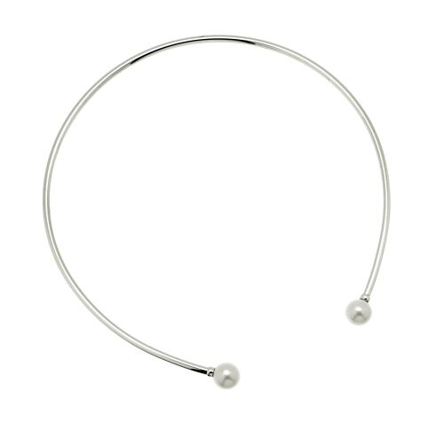 Pearl bangle neck flex Silver