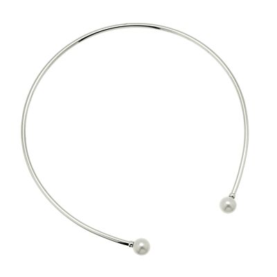 Brazalete de perlas flex de cuello Plata