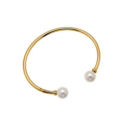 Bracciale rigido flessibile di perle Oro