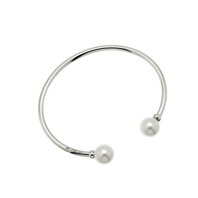 Braccialetto flessibile di perle argento