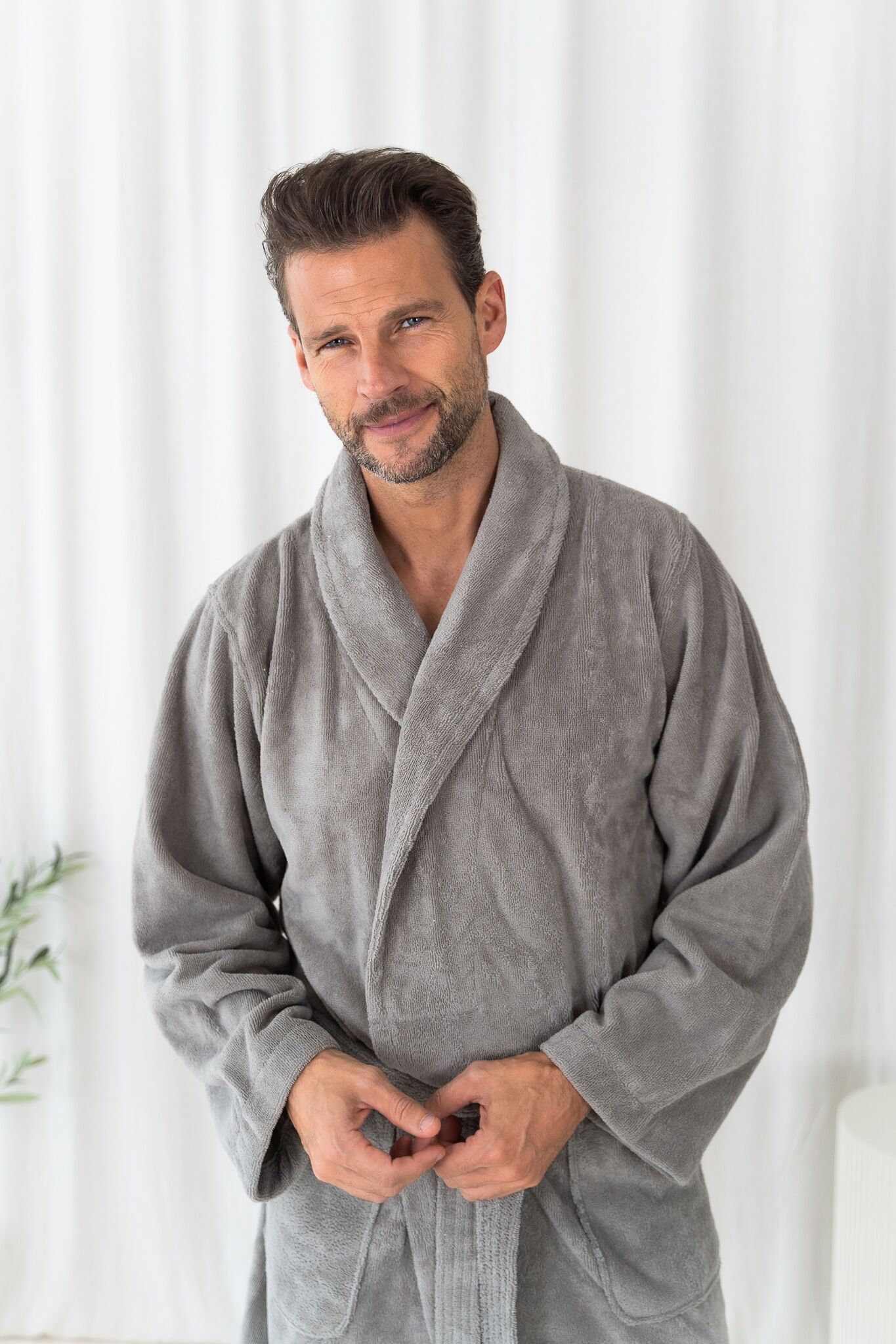 Teddy-Bademantel - Grau