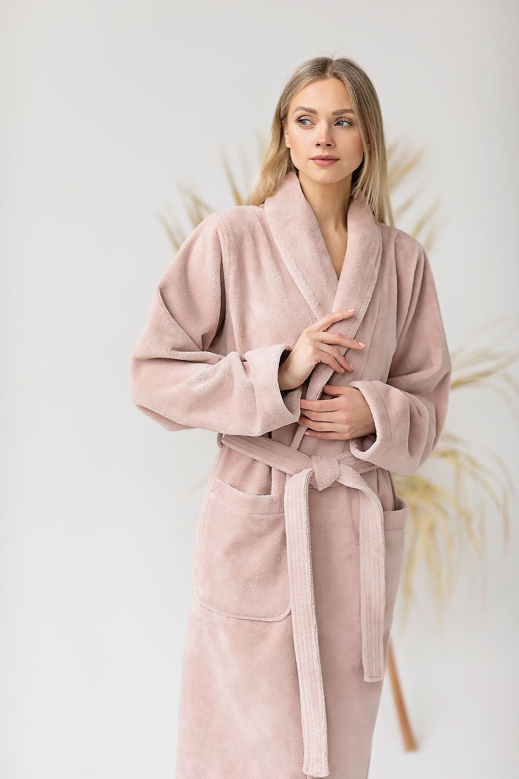 Teddy-Bademantel - Misty Pink