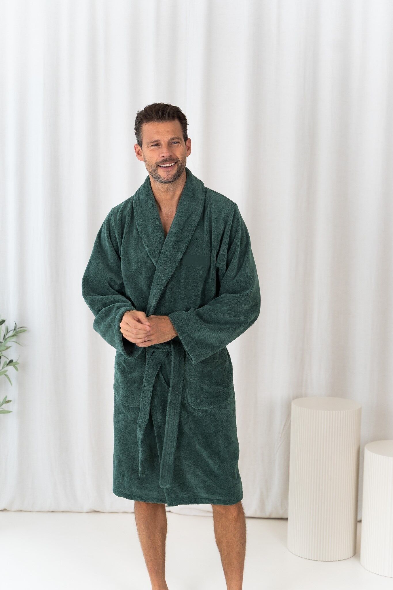 Teddy Robe - Bademantel aus Fleece und Baumwolle - Grün