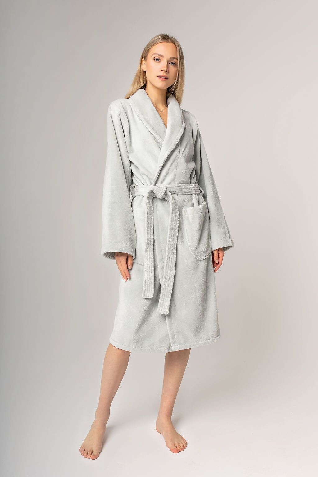 Teddy-Bademantel - Hellgrau