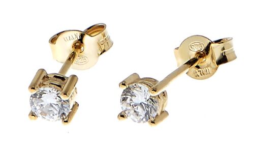 Two square stone stud ear - Gold
