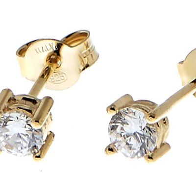 Two square stone stud ear - Gold