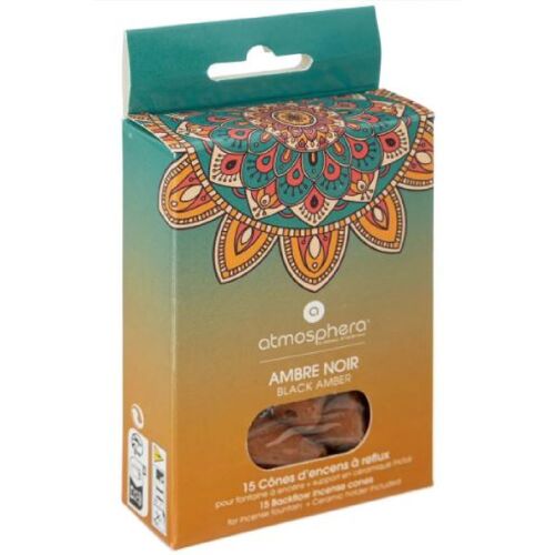Lot De 15 Cônes D'Encens Avec Support Ambre Noir