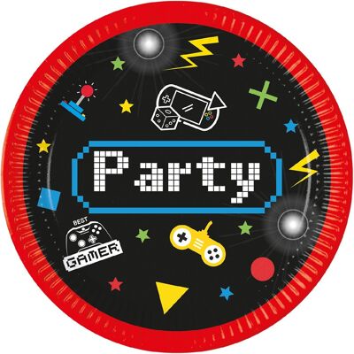 Platos de papel para fiestas de juegos x8
