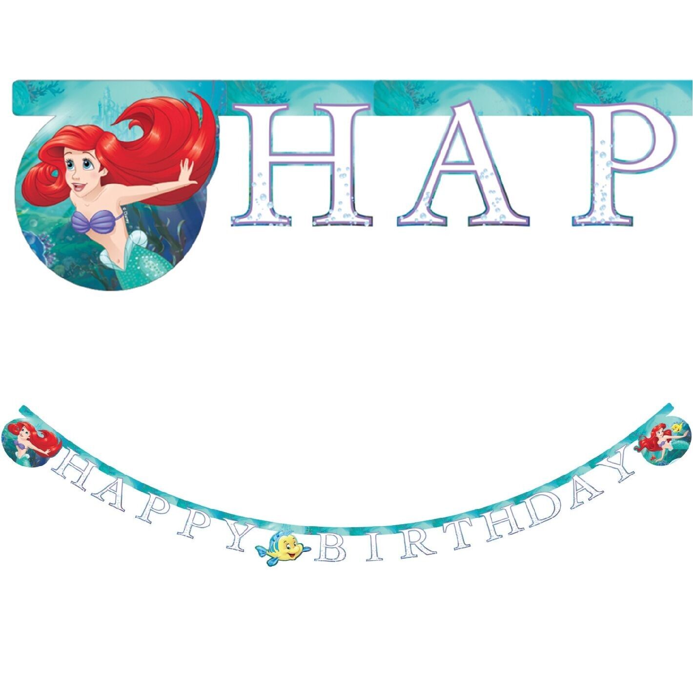 Ariel Curious Happy Birthday Paper Banner