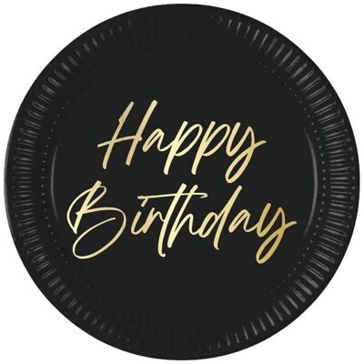 Eleganti piatti di carta Happy Birthday x8