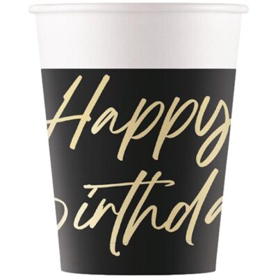 Eleganti bicchieri di carta Happy Birthday x8