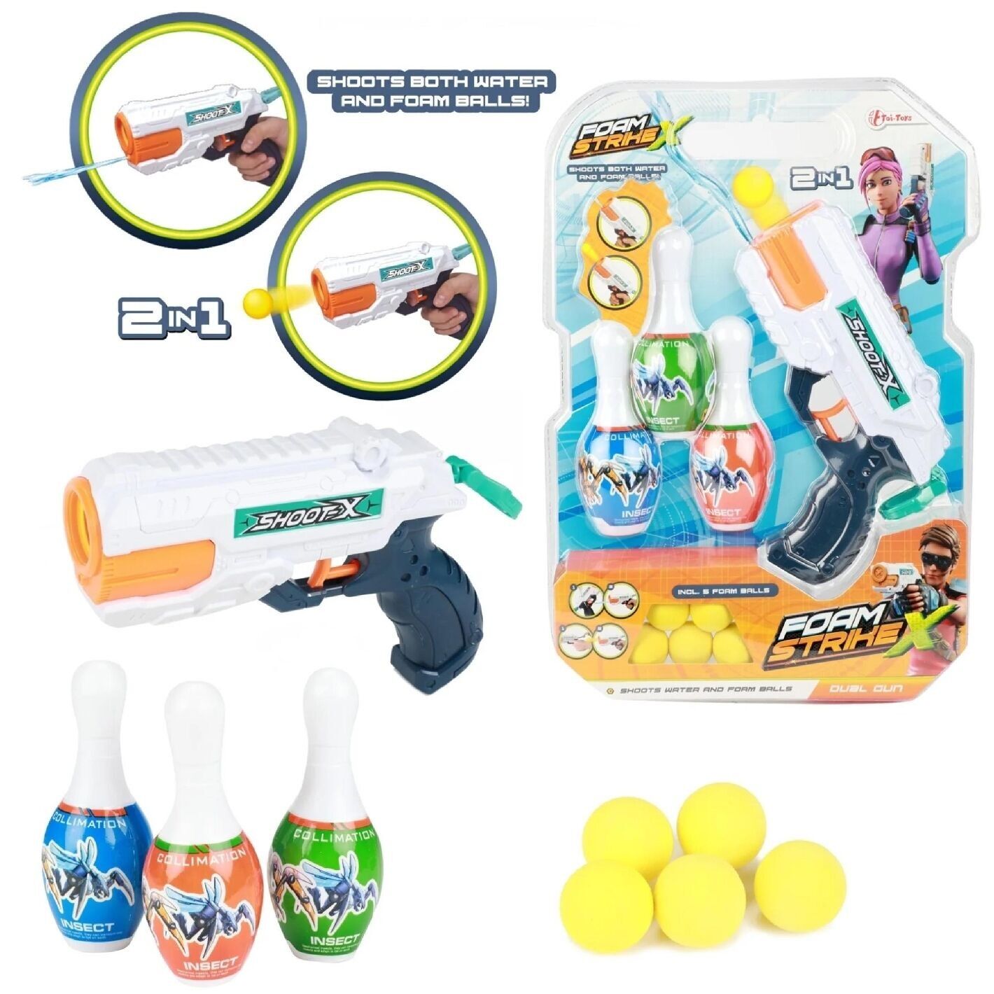 Foam StrikeX 2 in 1 Water Gun + Ball