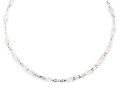 Letters beaded neck 40-45 white silver