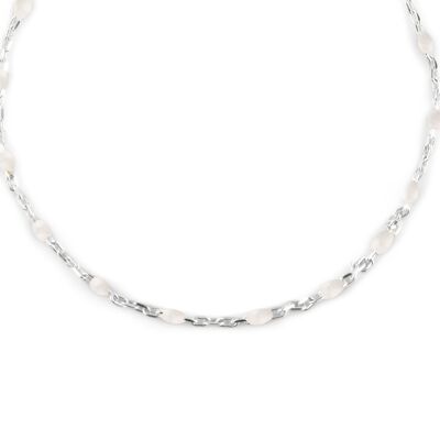 Lettere perline collo 40-45 bianco argento
