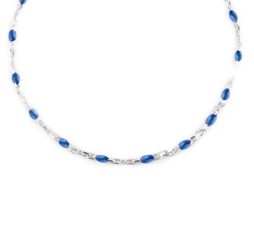 Letters beaded neck 40-45 blue silver
