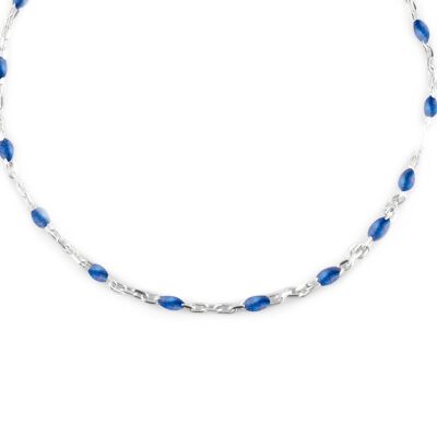 Letters beaded neck 40-45 blue silver