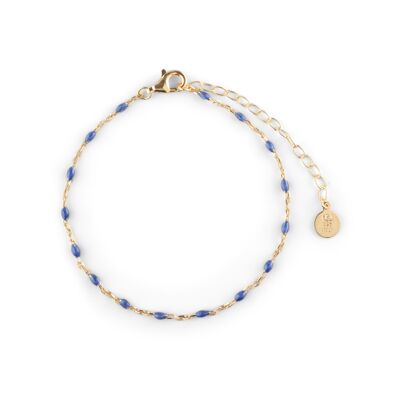 Bretelle con perline lettere oro blu