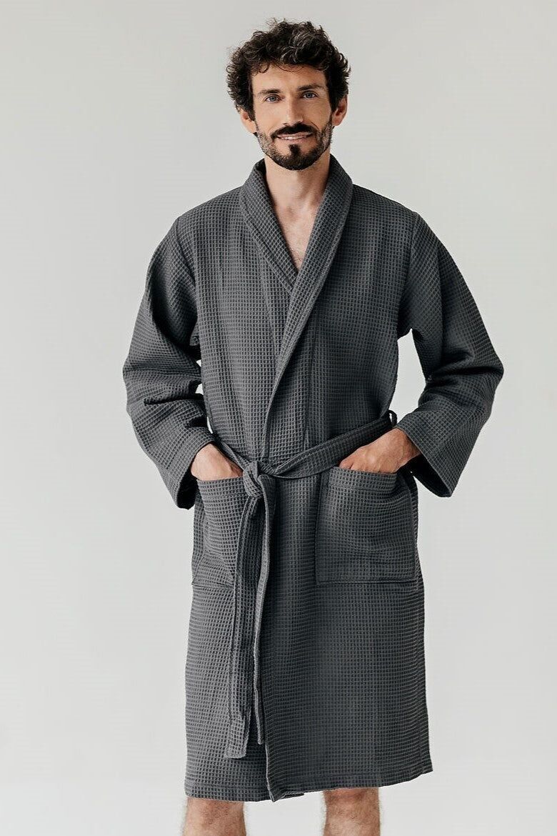 Buy wholesale Sauna Bathrobe - Waffled cotton - Dark Grey