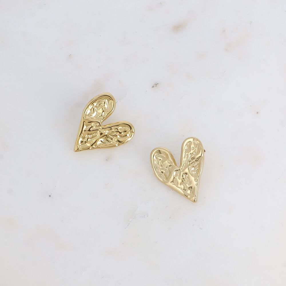 Orecchini a proiettile - cuore piatto martellato