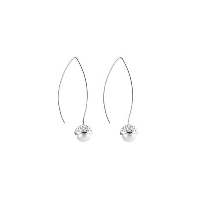 Perle d'oreille longue bulle argent