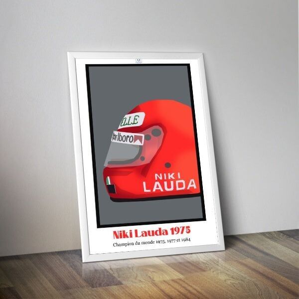 Poster del casco Niki Lauda 1975 I Casco pilota F1 I Formula 1
