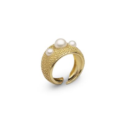 Pearl bubble ring gold size 16.5