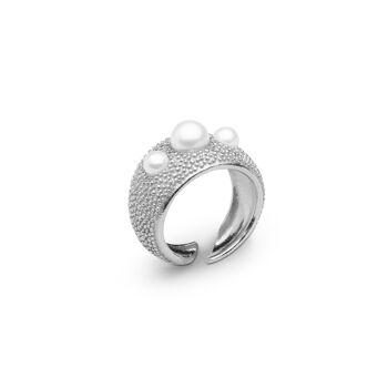 Bague bulle perle argent 16,5