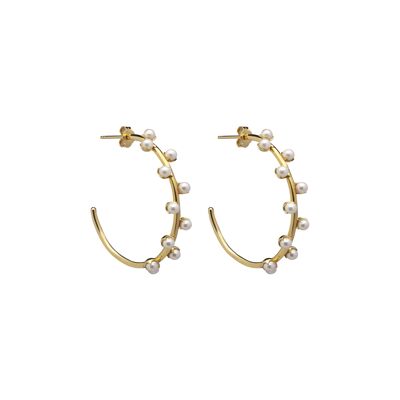 Pearl hoop ear gold