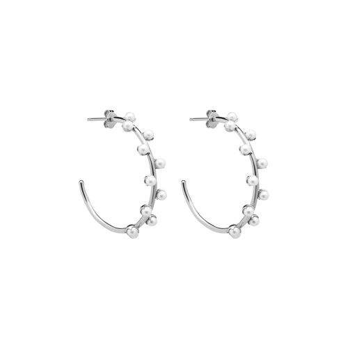 Pearl hoop ear silver