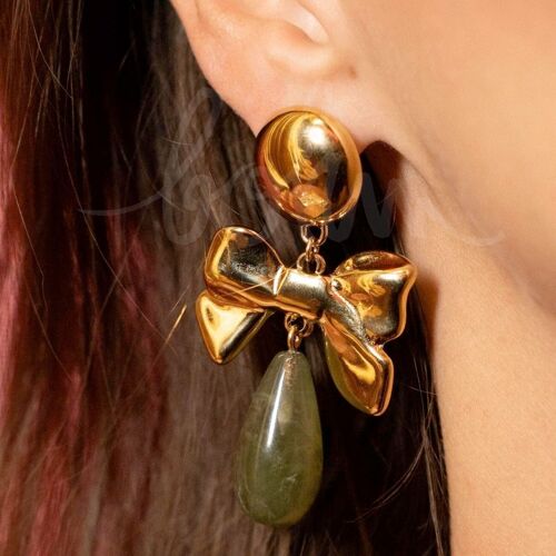 Boucles pendantes Aaliyah - noeud papillon, goutte en acétate