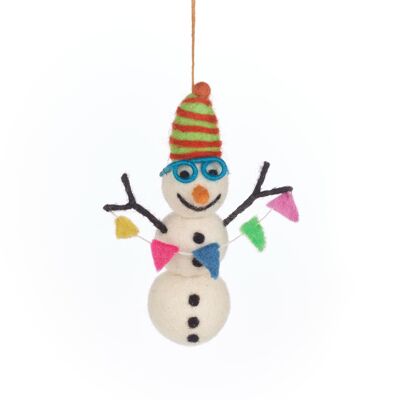 Adorno colgante del muñeco de nieve Benedict de fieltro hecho a mano en el Ártico