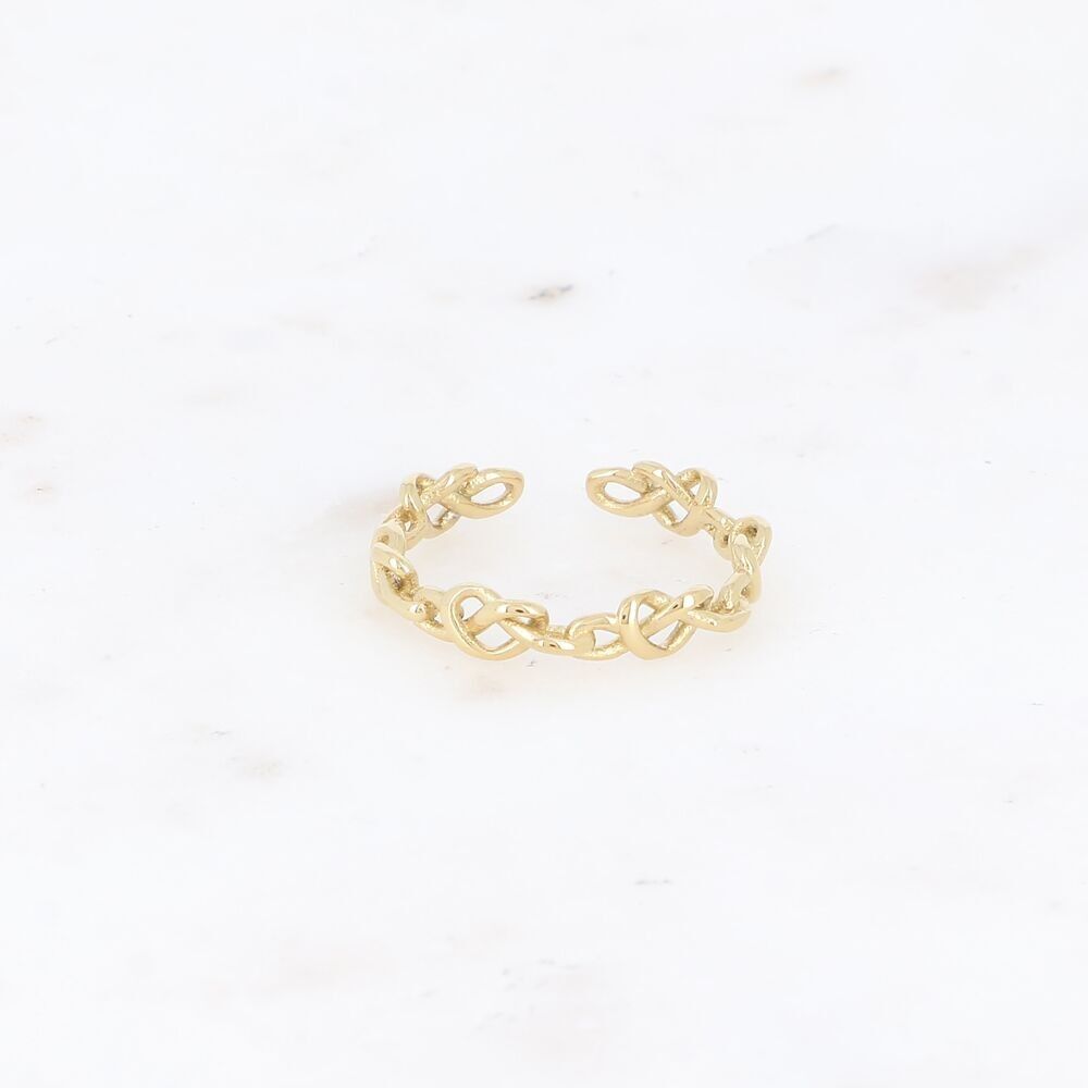 Dünner Ring – Linien mit mehreren Knoten aus Edelstahl