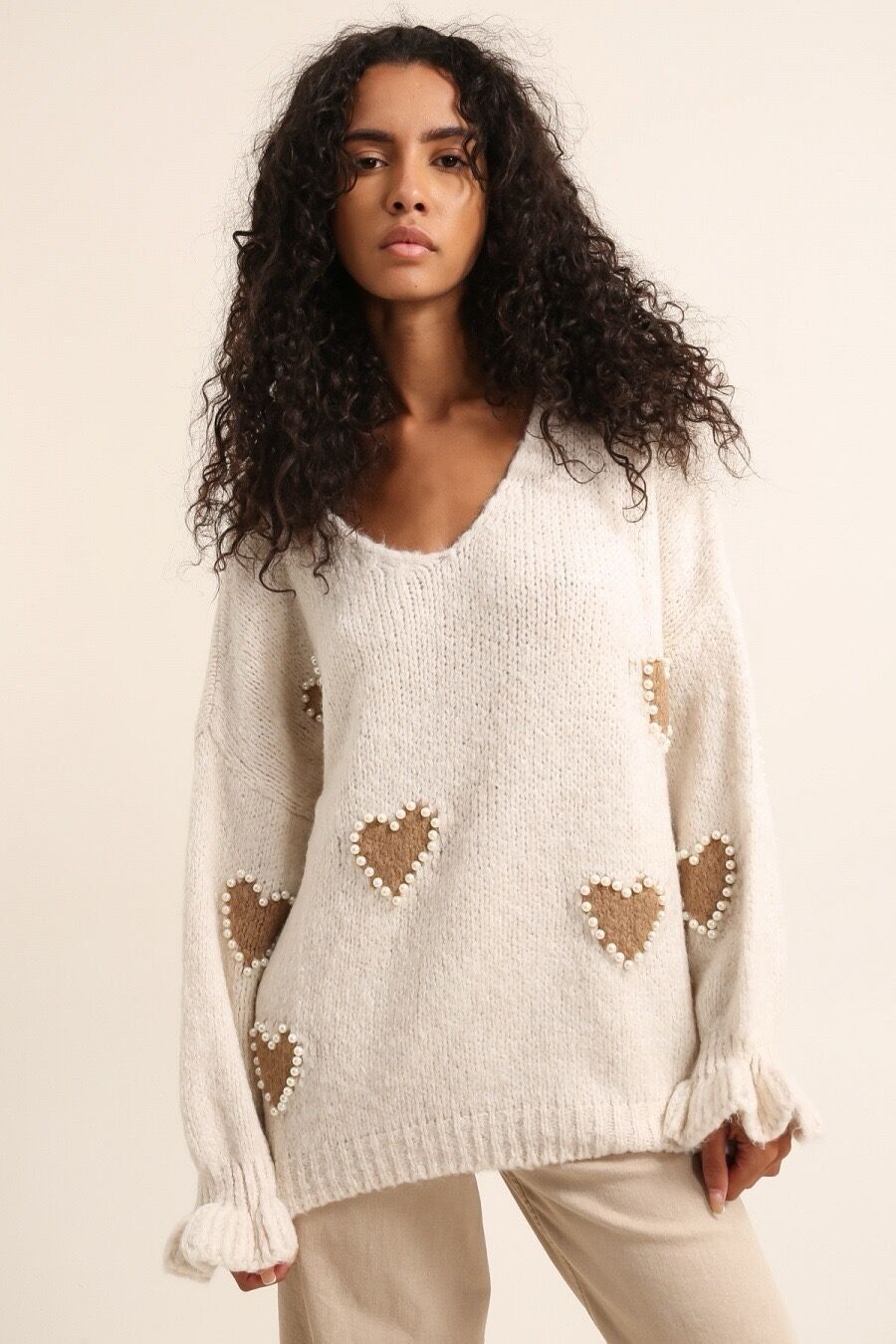 Pull motif coeur avec perle REF. 20609