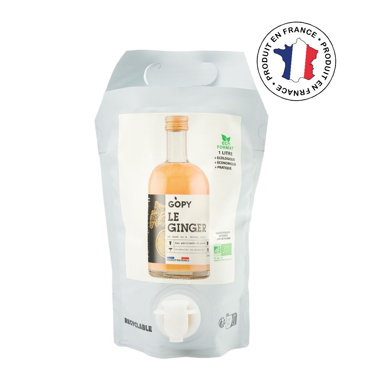 Klassische Ingwer-„Beutel“-Version – Gopy – Ingwerkonzentrat – 1000 ml