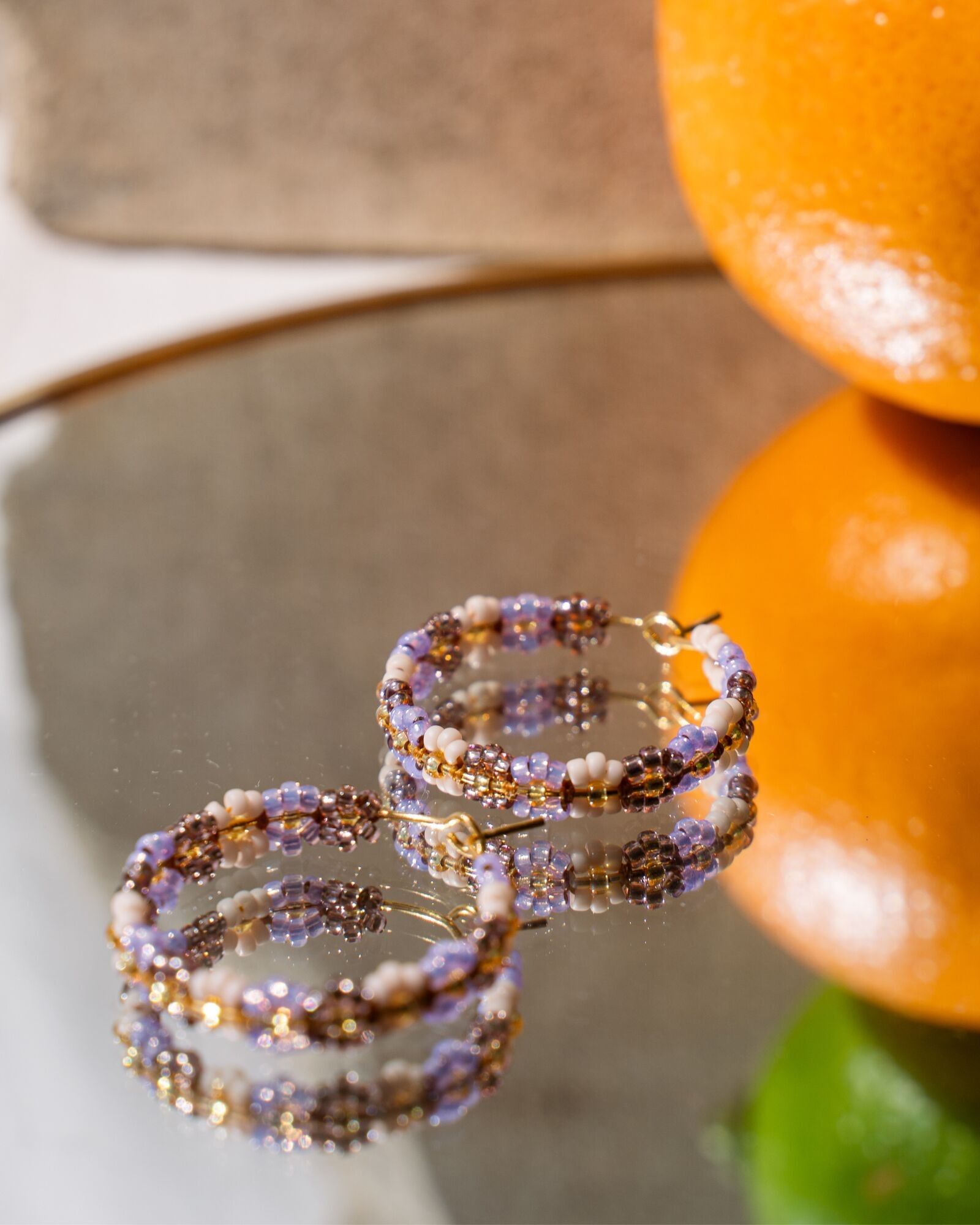 Orecchini creoli - Fiore: viola