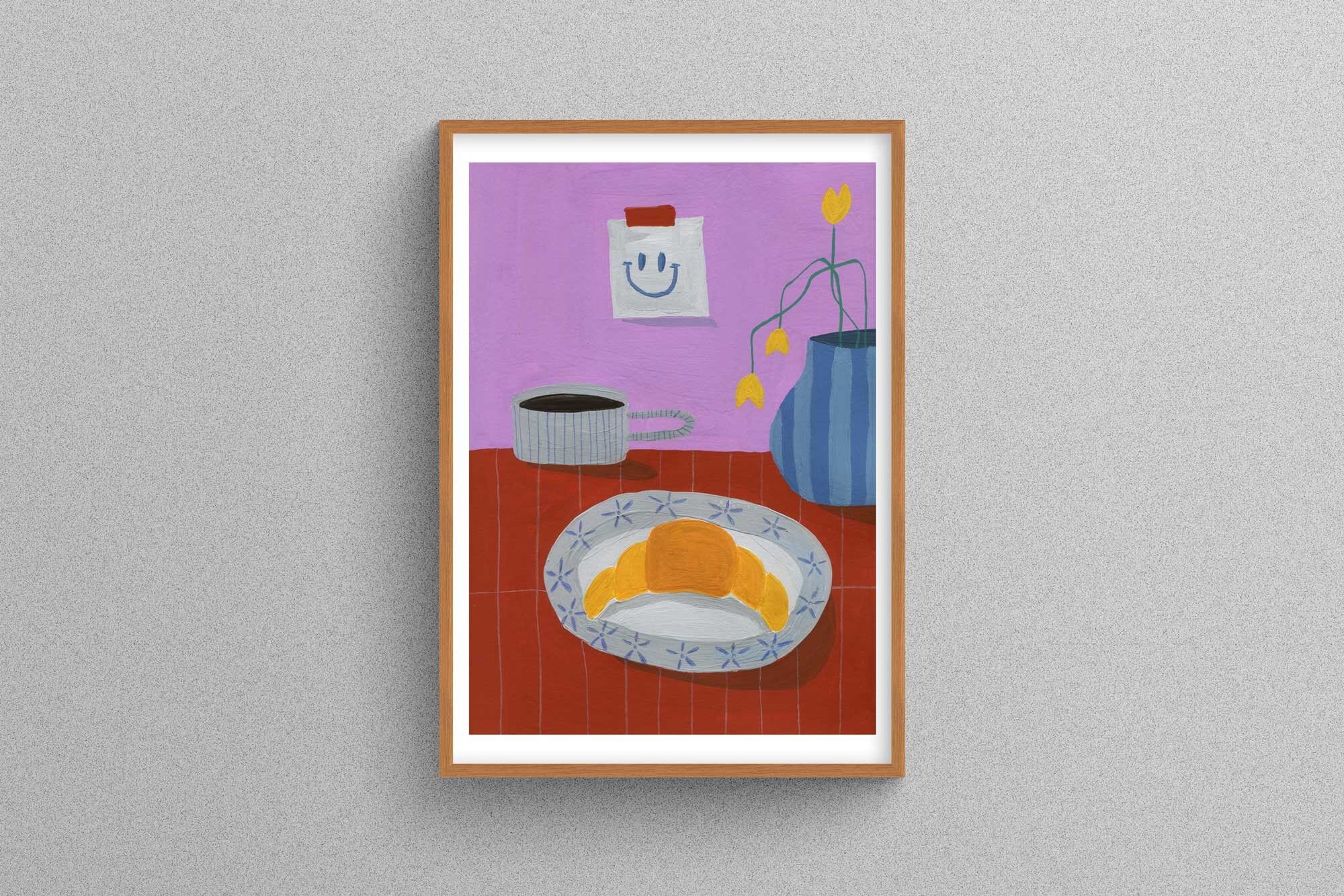 Stampa artistica A3 "Caffè e croissant"