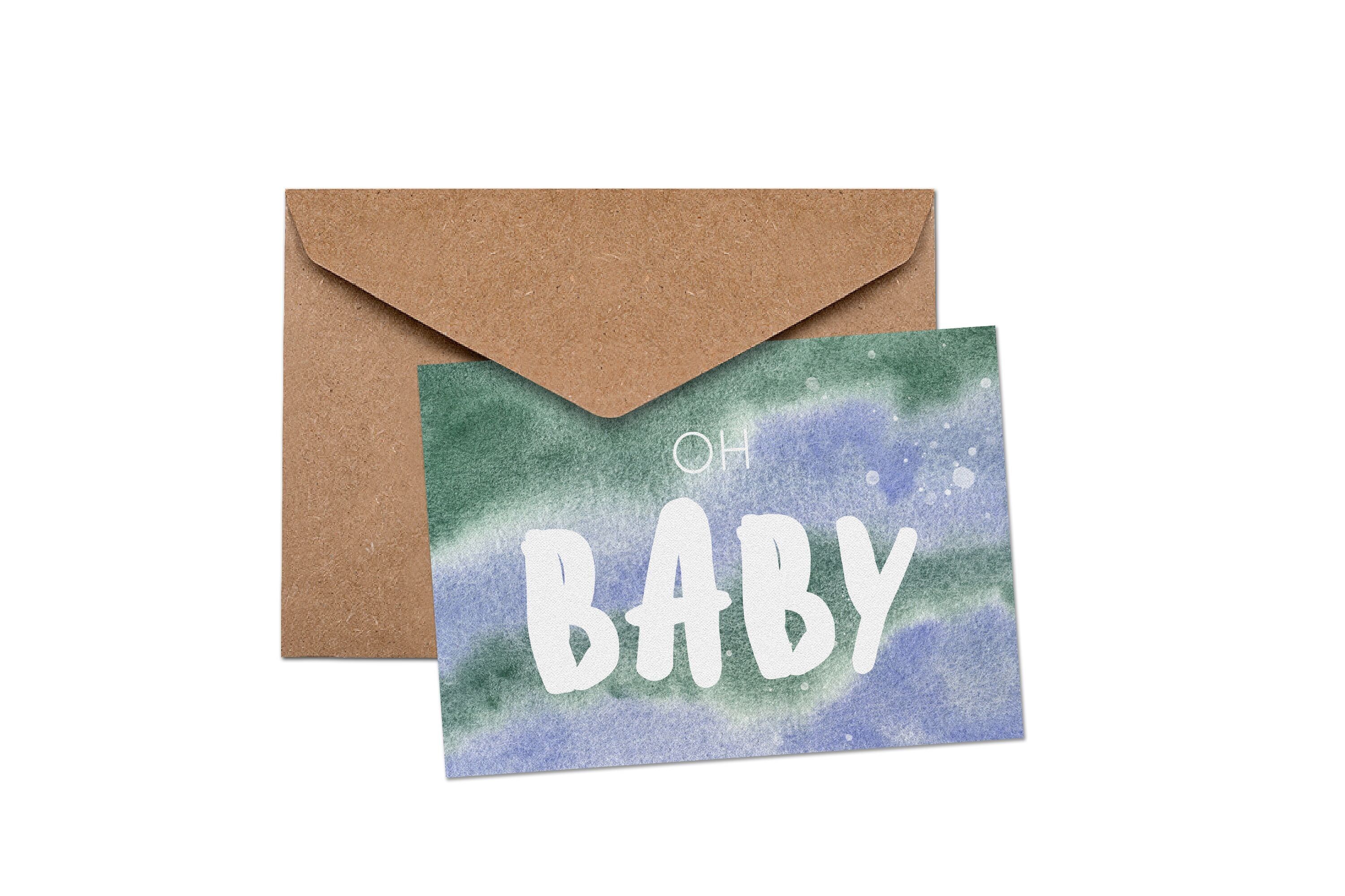 Biglietto di nascita "Oh Baby" con busta in carta kraft
