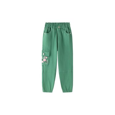 Pantalon long en denim vert fille