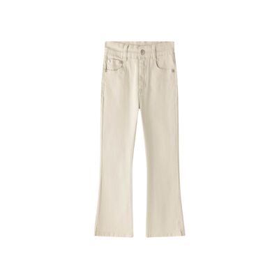 Pantalon fille long en jean écru