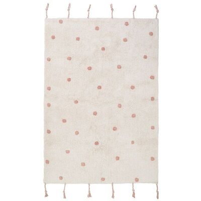 Tapis chambre enfant coton lavable à pois NÜMI Rose nude